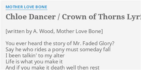 chloe dancer lyrics|crown of thorns lyrics.